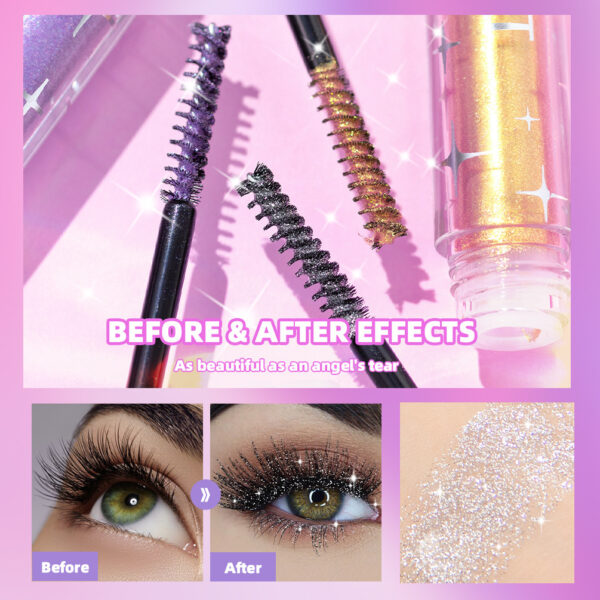 Violet Glitter Lash Mascara Diamond Mascara Thick Shiny Eyelash Curling Extension Makeup Waterproof Fast Dry Sequins Eye Black - Image 8